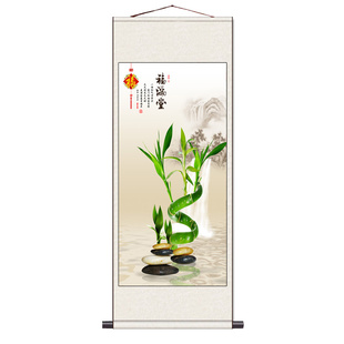 绿竹静办公室玄关入户玄关挂画装饰字画竹报平安竹子画花鸟字画