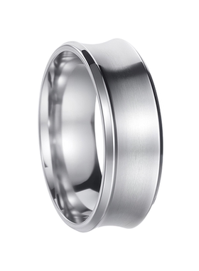 尘沦-北欧极简钛钢简约光面素戒