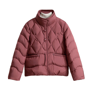 鸭鸭中老年妈妈装羽绒服女冬季立领90绒实用口袋加倍保暖短款外套