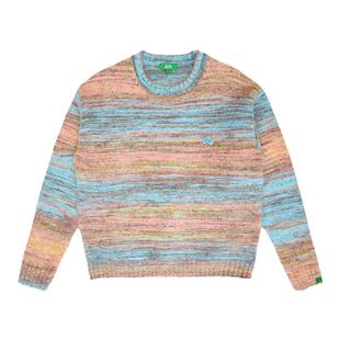 Melting Sadness春季穿搭绣章渐变套头针织慵懒毛衣