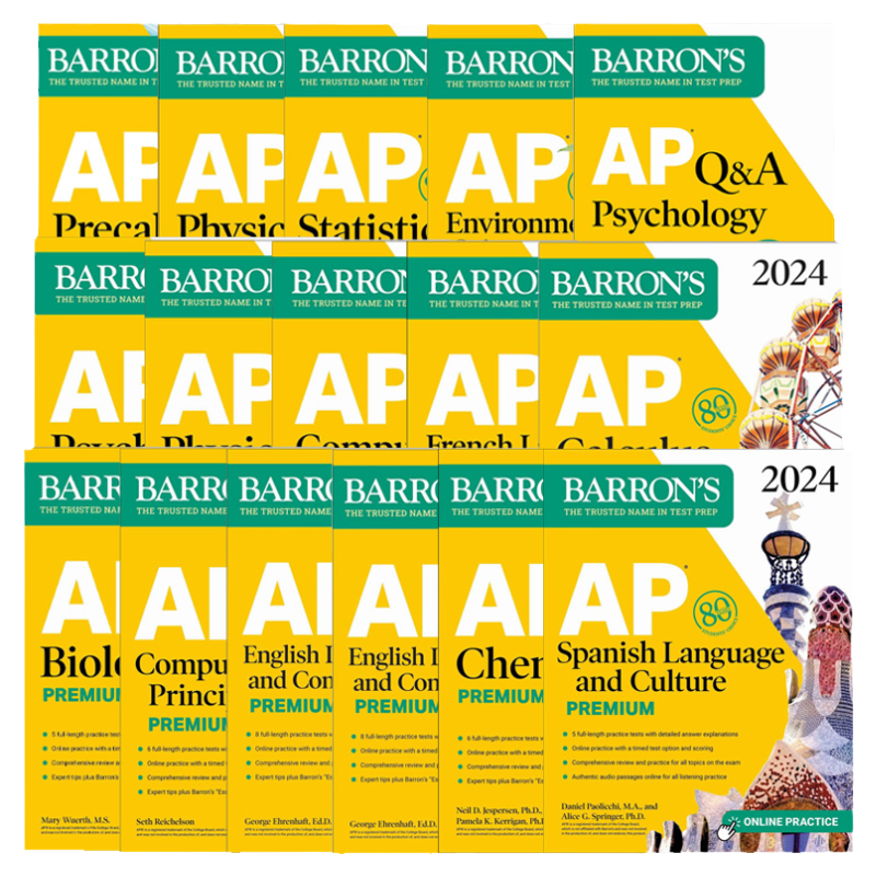 Barrons AP 2024 French Language and Culture 法语语言文化 巴朗考试课程 高级第五版 3次模拟考试 综合复习音频练习册英文