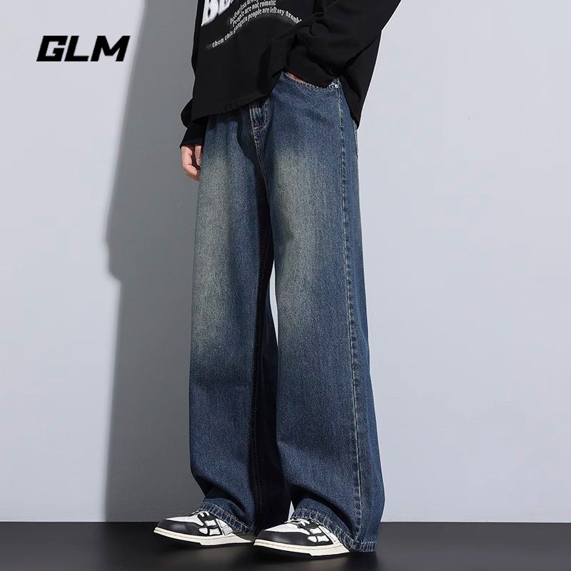 GLM美式高街牛仔裤男士2025秋季新款直筒宽松休闲阔腿长裤子秋冬