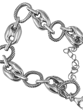 东大门进口纯银重工实心鼻子手链