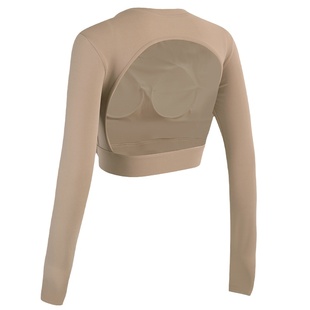 健身女孩性感露背瑜伽服带胸垫运动上衣高级感普拉提训练紧身长袖