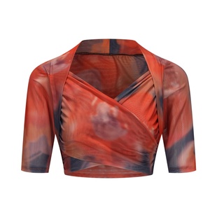 纪小白原创肚皮舞练功服上衣网纱轻奢法式短款东方舞舞蹈服新款