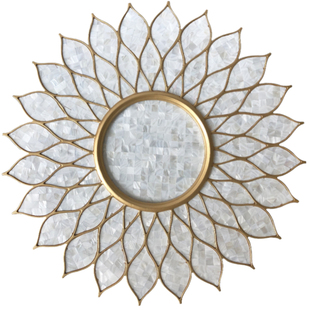 欧式轻奢贝壳工艺装饰镜客厅壁挂壁饰轻奢创意镜玄关背景墙壁挂镜