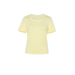 XG/雪歌XJ201015A330浅黄色纯棉T恤 时尚夏季新款通勤风上衣女装