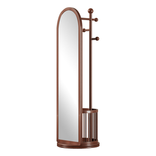 白蜡木衣帽架落地卧室家用挂衣架穿衣镜可旋转实木挂包架收纳架