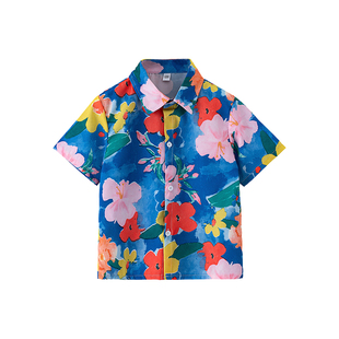 儿童花衬衫港风演出服男女童背带裤合唱服六一小学生啦啦队表演服