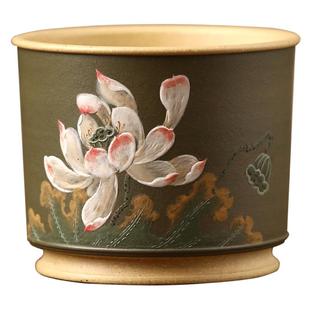 高端宜兴原矿紫砂茶杯名家李建军纯手工泥绘主人杯 荷风180cc