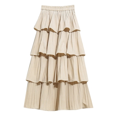 冬季高腰垂感条绒蛋糕裙半身裙女秋冬2025新款小个子裙子长裙伞裙