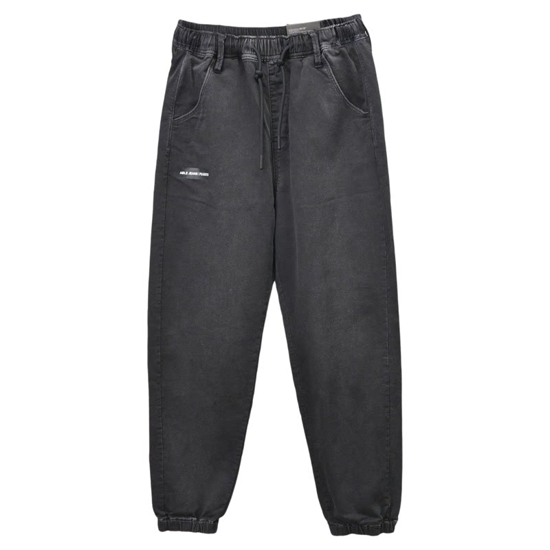 ABLE,JEANS针织牛仔黑色束脚裤