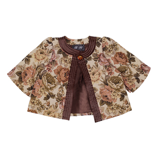 春秋季配马面裙小香风短外套小众轻奢短款百搭圆领复古披肩上衣女