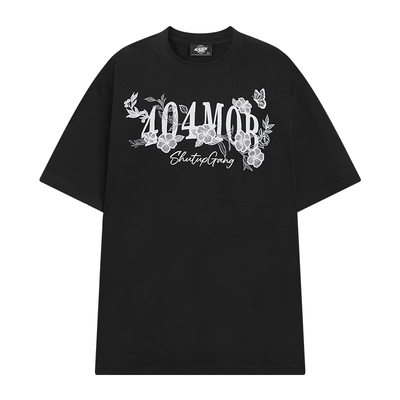 404MOB重磅蝴蝶花卉刺绣短袖T恤