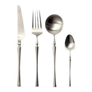 欧式拉丝304不锈钢家用西餐刀叉勺筷四件套装牛排餐具长柄搅拌勺