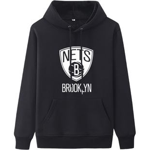 篮网杜兰特同款篮球运动卫衣训练服学生春秋冬欧文加绒连帽男外套