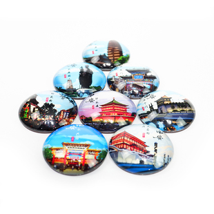 西安手绘冰箱贴文创钟楼大雁塔回民街永宁门芙蓉园兵马俑纪念品