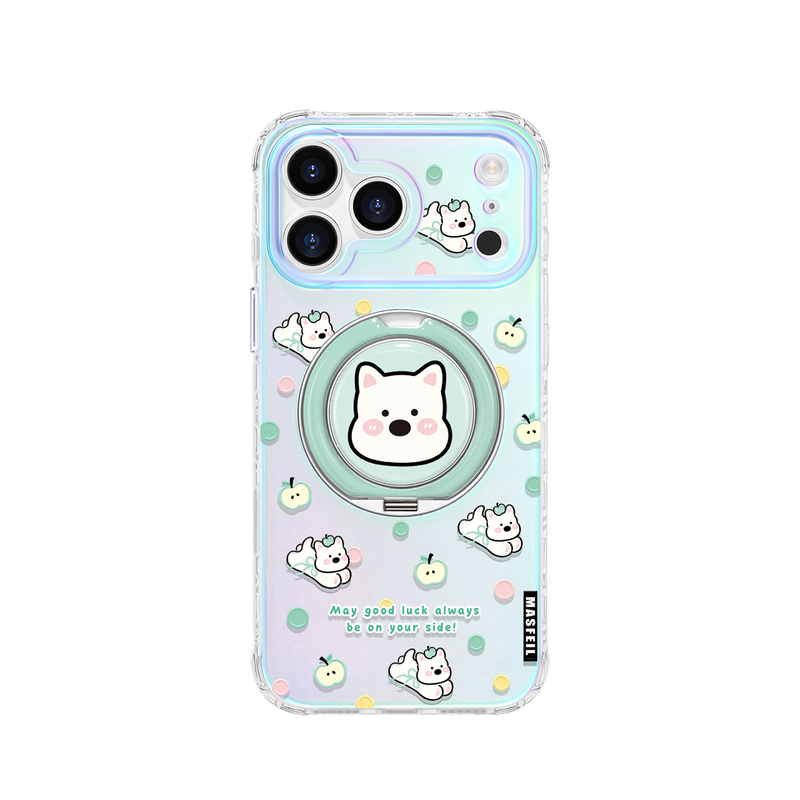 MASFEIL × 绿色西高地适用苹果17Promax手机壳新款Lo9带支架iPhone16Pro保护套ip15高级14支点可爱13pm好看