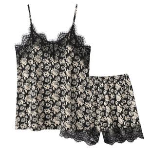 睡衣女士夏季纯棉吊带背心短裤薄款夏天性感蕾丝可外穿夏款家居服