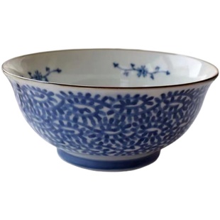 日本进口美浓烧唐草大拉面碗手绘日式海碗家用陶瓷大饭碗8寸汤碗