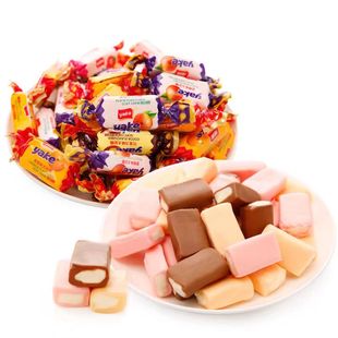 雅客伯尔牛奶夹心巧克力牛轧糖奶糖散装婚礼喜糖办公室小零食糖果