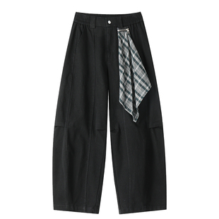 美式弯刀牛仔裤男款春秋2026新款潮牌百搭宽松阔腿黑色休闲长裤子