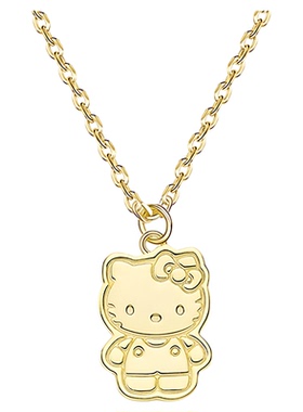 三丽鸥Hellokitty银项链女款S999银吊坠精镀金色首饰生日礼物kt猫