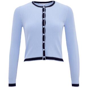 OBEG欧碧倩撞色简约针织开衫女季圆领外套50461521