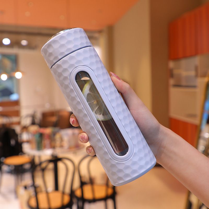 简约玻璃水杯男女创意双层过滤杯子潮流茶水分离个性泡茶便携森系