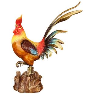 《万事大吉》全铜彩公鸡摆件客厅家居饰品鸡的吉祥物十二生肖金鸡