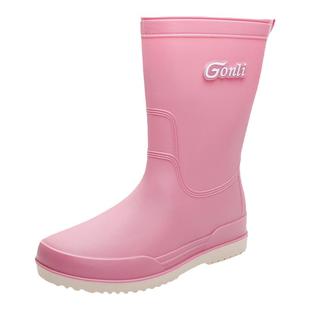 雨鞋女款中筒时尚外穿防水雨靴日系高筒一体绒保暖防滑耐磨水鞋女