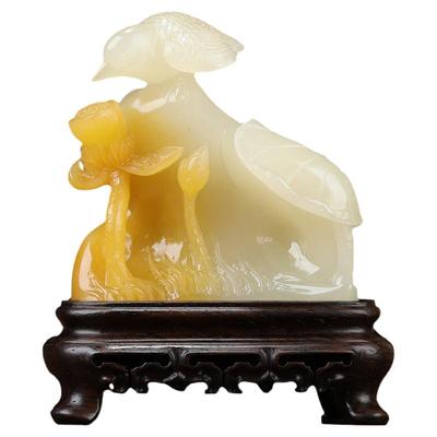 《荷塘月色》 福建寿山结晶芙蓉石 石雕摆件摆设中秋送领导送长辈