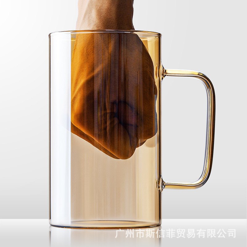 超大玻璃杯大容量水杯1000ml喝水号夏季杯子泡带把手耐高温大茶杯