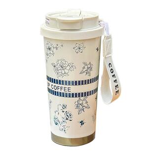 高颜值ins保温杯女生2024新款316不锈钢水杯带吸管学生便携咖啡杯