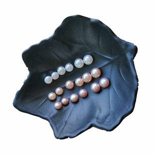 馒头圆天然淡水珍珠散珠裸珠强光发夹耳钉胸针戒指半孔DIY首饰