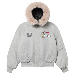 AFGK x Tombonia联名 小狗魔术贴毛领派克服男女秋冬加厚情侣棉服