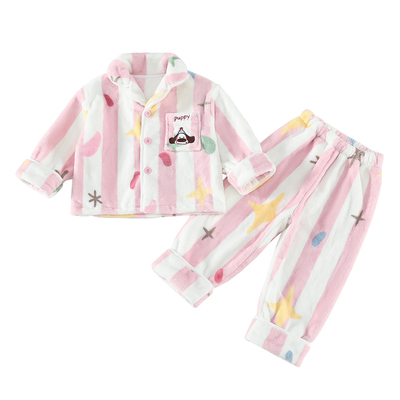 女童法兰绒开衫套装秋冬款