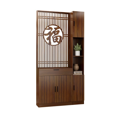 实木屏风隔断玄关柜鞋柜一体