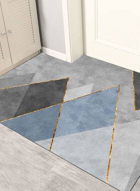 简约风几何图案入户地垫防滑耐脏易打理客厅门垫灰蓝色