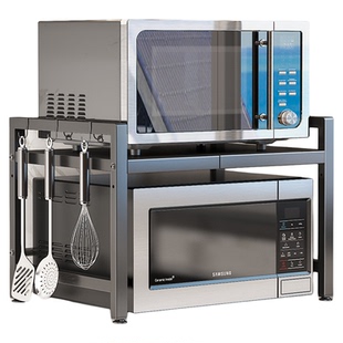 厨房置物架微波炉烤箱架子可伸缩台面电饭煲支架家用平台收纳架