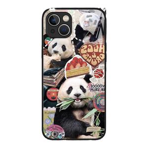 大熊猫福宝手机壳适用苹果15promax新款iPhone14可爱13mini创意12pro情侣xr网红8plus玻璃7p女款xs周边11熊猫