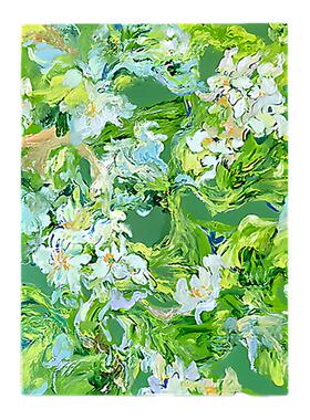 《风吟绿芜》绿色小清新客厅沙发背景装饰画小众艺术入户玄关挂画
