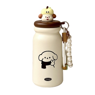 黄狗头316不锈钢吸管保温杯 学生高颜值便携可爱水杯