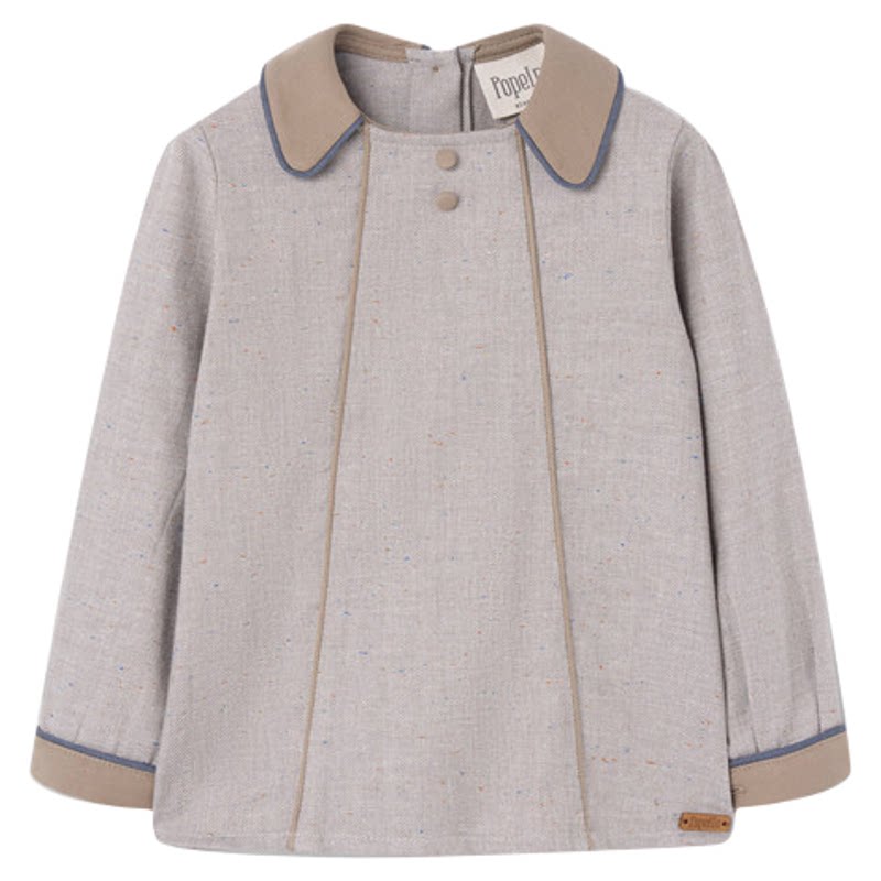 Little现货 西班牙popelin FW26秋冬男童双排扣衬衫上衣背带短裤