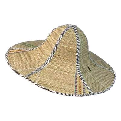 六片折叠扇子帽子两用亚麻花草帽