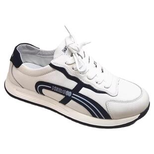 西瑞鸟男鞋2025新款春秋夏季透气真皮小白鞋运动阿甘鞋潮流休闲鞋