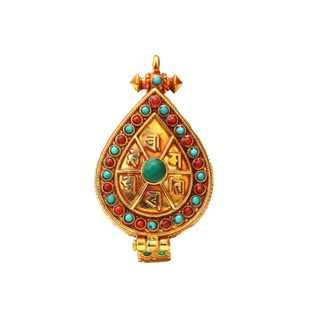 西藏嘎乌盒吊坠尼泊尔鎏金楞严咒吊坠可放佛挂件项链饰品