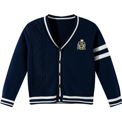 贝贝怡童装男童针织衫开衫英伦风2025新款秋装学院风儿童春秋毛衣