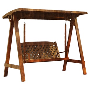 防腐木秋千室内实木摇椅阳台庭院户外木质吊椅室外碳化木制荡秋千