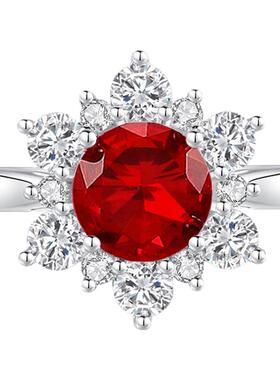 矢车菊红宝石高级感戒指送妈妈